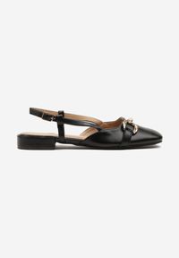 Renee - Czarne Sandały Slingback z Kwadratowym Noskiem i Metaliczną Aplikacją Koriorielle. Okazja: na co dzień. Kolor: czarny. Wzór: aplikacja. Styl: casual, elegancki #6