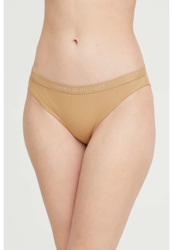 TOMMY HILFIGER - Tommy Hilfiger figi kąpielowe kolor brązowy. Kolor: brązowy. Materiał: poliester