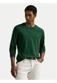 Polo Ralph Lauren Longsleeve 710760121038 Zielony Slim Fit. Typ kołnierza: polo. Kolor: zielony. Materiał: bawełna. Długość rękawa: długi rękaw