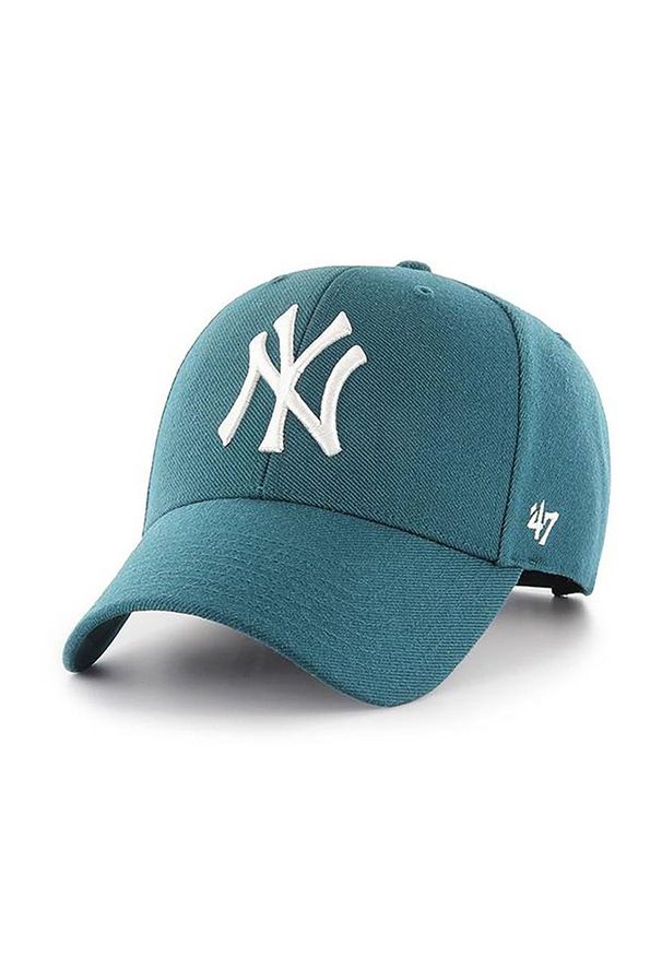 47 Brand - 47brand Czapka MLB New York Yankees kolor zielony z aplikacją. Kolor: zielony. Wzór: aplikacja