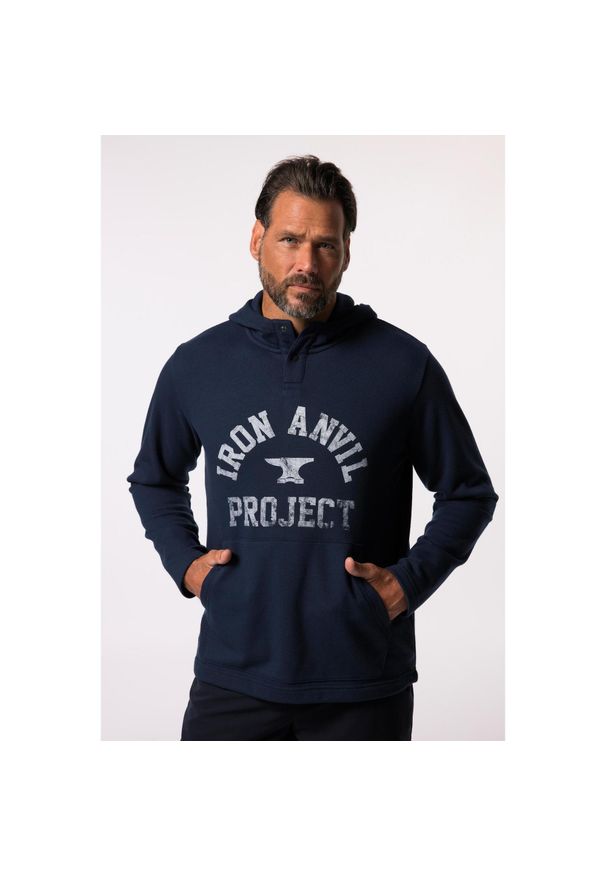 JAY-PI - Męska Bluza z kapturem Iron Anvil fitness kaptur do rozm. 7 XL. Typ kołnierza: kaptur. Kolekcja: plus size. Kolor: niebieski. Materiał: materiał, poliester, bawełna. Sport: fitness