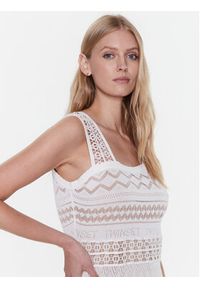 TwinSet - TWINSET Sukienka codzienna 231TP3166 Biały Regular Fit. Okazja: na co dzień. Kolor: biały. Materiał: syntetyk. Typ sukienki: proste. Styl: casual #4