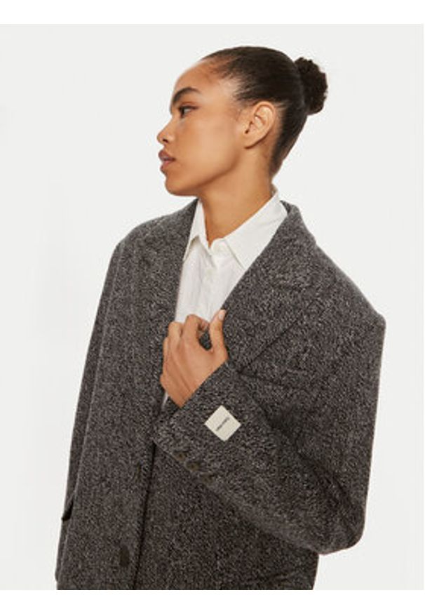 Calvin Klein Płaszcz wełniany Herringbone Single K20K207710 Szary Regular Fit. Kolor: szary. Materiał: wełna