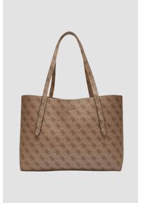 Guess - GUESS Brązowa shopperka damska Brenton. Kolor: brązowy. Materiał: skórzane. Styl: elegancki, casual