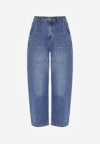 Born2be - Niebieskie Szerokie Jeansy z Wysokim Stanem Charlith. Okazja: do pracy, na spotkanie biznesowe. Stan: podwyższony. Kolekcja: plus size. Kolor: niebieski. Styl: biznesowy, klasyczny, elegancki #5