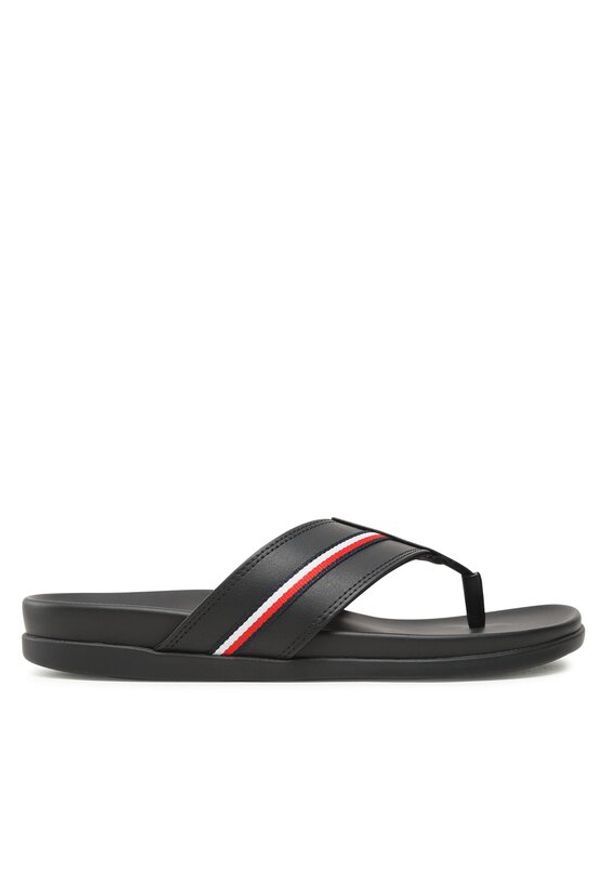 TOMMY HILFIGER - Tommy Hilfiger Japonki Leather Toe Post Sandal FM0FM04460 Czarny. Kolor: czarny. Materiał: skóra