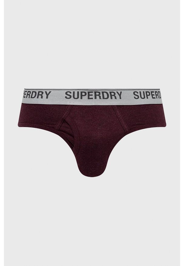 Superdry slipy (3-pack) męskie kolor bordowy. Kolor: czerwony. Materiał: bawełna