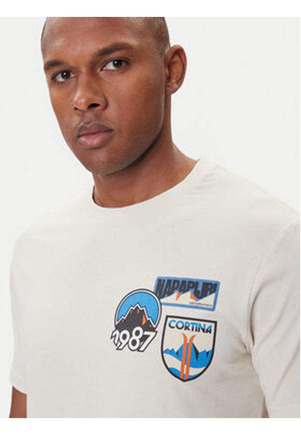 Napapijri T-Shirt S-Montepiana NP0A88SV Beżowy Regular Fit. Kolor: beżowy. Materiał: bawełna