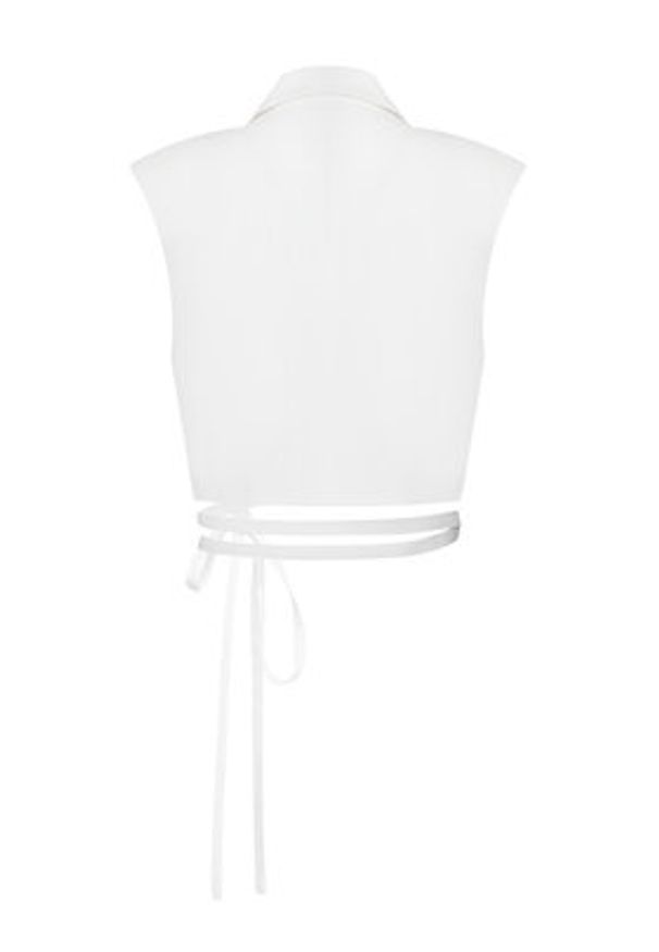 ACCESS FASHION Kamizelka 53-1028-195 Biały Slim Fit. Kolor: biały. Materiał: wiskoza
