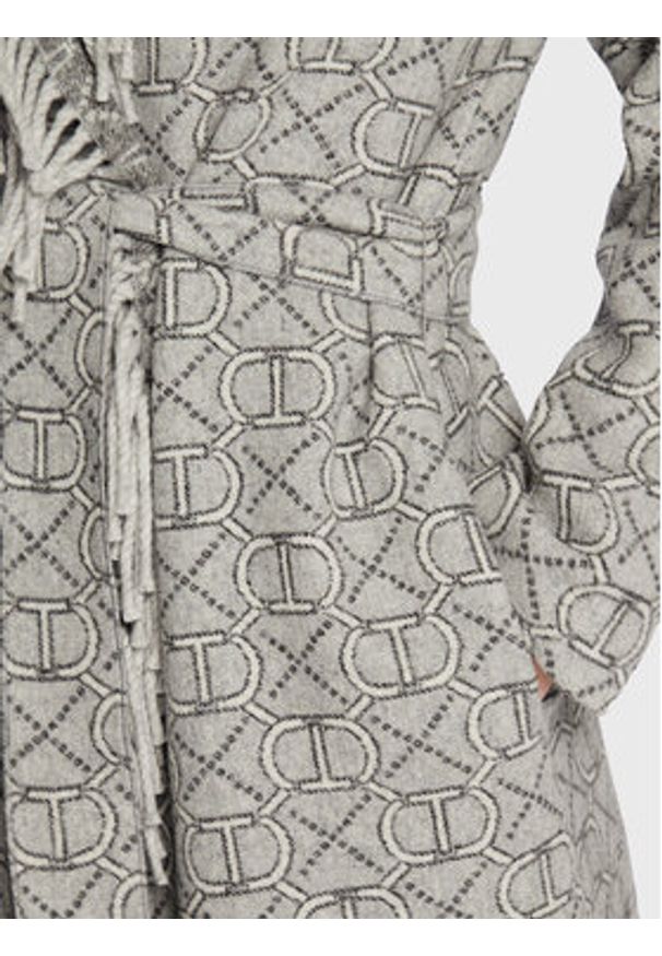 TwinSet - TWINSET Płaszcz wełniany 222TT2290 Szary Regular Fit. Kolor: szary. Materiał: wełna