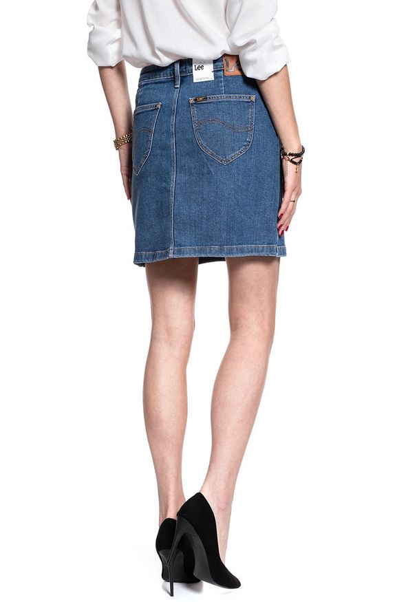 Lee - SPÓDNICA JEANSOWA LEE A LINE SKIRT MID STONEWASH L38NMG44 112108286. Materiał: jeans