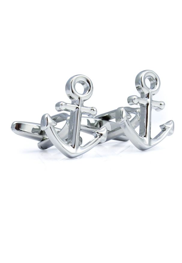 Modini - Srebrne spinki do mankietów - kotwice N120. Kolor: srebrny