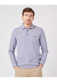 Wrangler - WRANGLER REFINED POLO MĘSKA KOSZULKA DŁUGI RĘKAW BLUE W7F9KHB51 112323733. Typ kołnierza: polo. Długość rękawa: długi rękaw. Długość: długie
