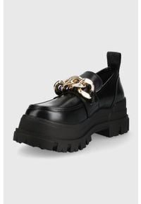 Buffalo mokasyny Aspha Loafer Chain damskie kolor czarny na platformie. Kolor: czarny. Materiał: guma. Obcas: na platformie