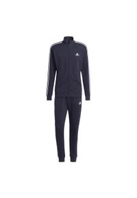 Adidas - Basic 3-Stripes French Terry Track Suit. Kolor: niebieski. Materiał: dresówka, materiał