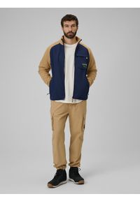 4f - 4F Polar regular ze stójką męski - beżowy M. Typ kołnierza: kołnierzyk stójkowy. Kolor: beżowy. Materiał: polar #2