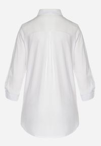 Born2be - Biała Klasyczna Koszula z Bawełny i Wiskozy z Rękawami 3/4 Adioria. Kolor: biały. Materiał: bawełna, wiskoza. Styl: klasyczny #3
