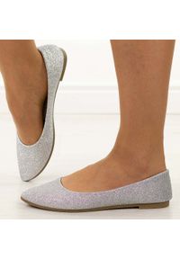 POTOCKI - Srebrne brokatowe baleriny damskie Potocki 23314. Okazja: na imprezę, na co dzień. Kolor: srebrny. Materiał: skóra. Szerokość cholewki: normalna. Sezon: wiosna, lato. Styl: elegancki, casual, klasyczny, wizytowy #1