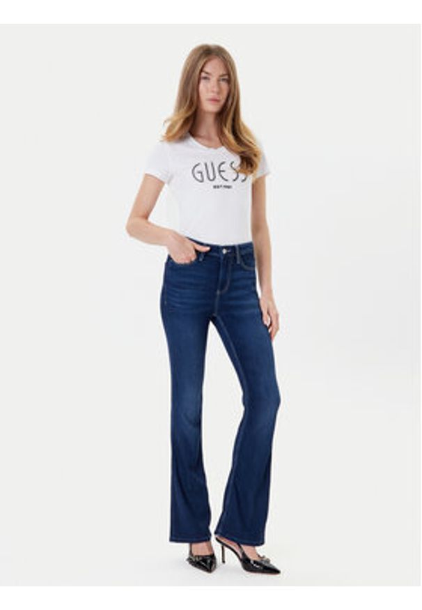 Guess T-Shirt W5YI05 J1314 Biały Regular Fit. Kolor: biały. Materiał: bawełna