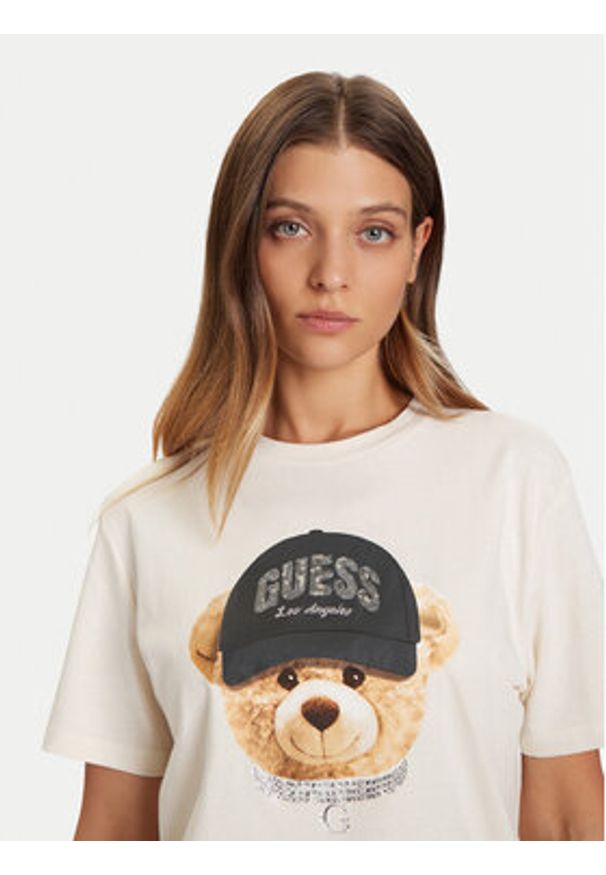 Guess T-Shirt V5BI09 I3Z14 Écru Relaxed Fit. Materiał: bawełna