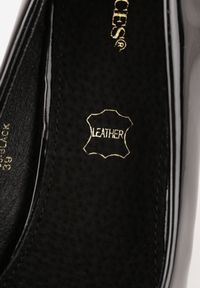 Born2be - Czarne Lakierowane Szpilki Vices z Wkładką ze Skóry Naturalnej i Cyrkoniami Cendrie. Okazja: na imprezę. Kolor: czarny. Materiał: skóra, lakier. Wzór: aplikacja. Obcas: na szpilce. Styl: elegancki. Wysokość obcasa: średni #7