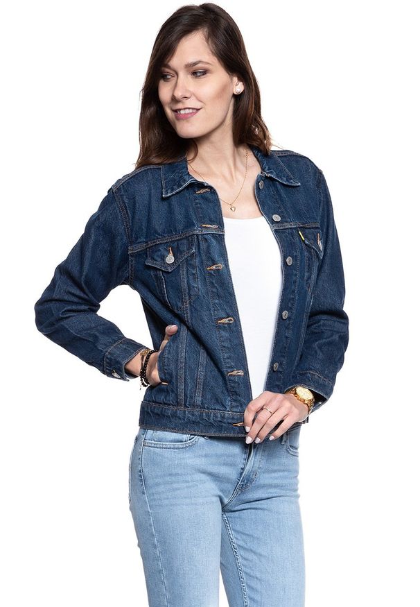 Levi's® - LEVI’S EX-BOYFRIEND TRUCKER DAMSKA KURTKA JEANSOWA JEANS DŻINSOWA PEANUTS 299440069. Materiał: jeans