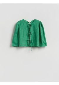 Reserved - Lniana bluzka - zielony. Kolor: zielony. Materiał: len #1