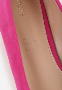 Born2be - Fuksjowe Czółenka Vices ze Skórzaną Wkładką i Metaliczną Wstawką Ediniela. Kolor: różowy. Materiał: skóra. Obcas: na obcasie. Styl: elegancki. Wysokość obcasa: średni #4