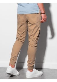 Ombre Clothing - Spodnie męskie joggery - camel P886 - XXL. Materiał: elastan, bawełna. Styl: klasyczny #1