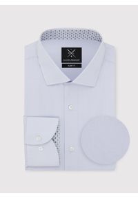 Pako Lorente - PAKO LORENTE - Błękitna koszula męska z kontrastowym wykończeniem. Kolor: niebieski. Materiał: bawełna. Długość rękawa: długi rękaw. Długość: długie #10