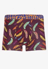 Born2be - Bordowe Majtki Bokserki z Kolorowym Wzorem w Banany i Gumką w Pasie Thilno. Kolor: czerwony. Materiał: materiał. Wzór: kolorowy #1
