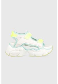 Buffalo sandały Binary Track damskie kolor biały na platformie 1602160. Zapięcie: rzepy. Kolor: biały. Materiał: materiał, guma. Wzór: paski. Obcas: na platformie #1