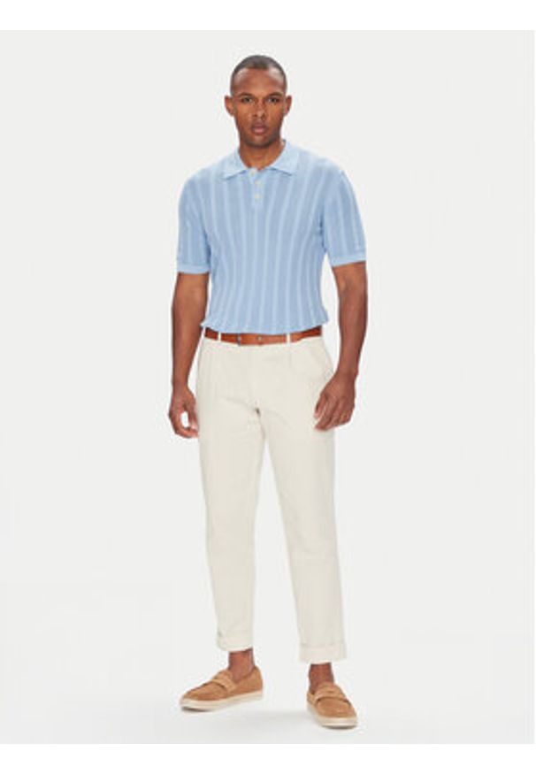 Baldessarini Polo B4 50024.5232 Błękitny Slim Fit. Typ kołnierza: polo. Kolor: niebieski. Materiał: bawełna