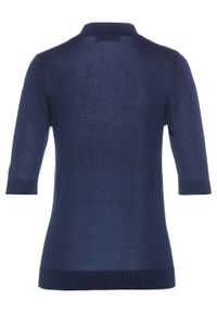 Sweter z krótkim rękawem i kołnierzykiem polo bonprix ciemnoniebieski. Typ kołnierza: polo. Kolor: niebieski. Długość rękawa: krótki rękaw. Długość: krótkie #2