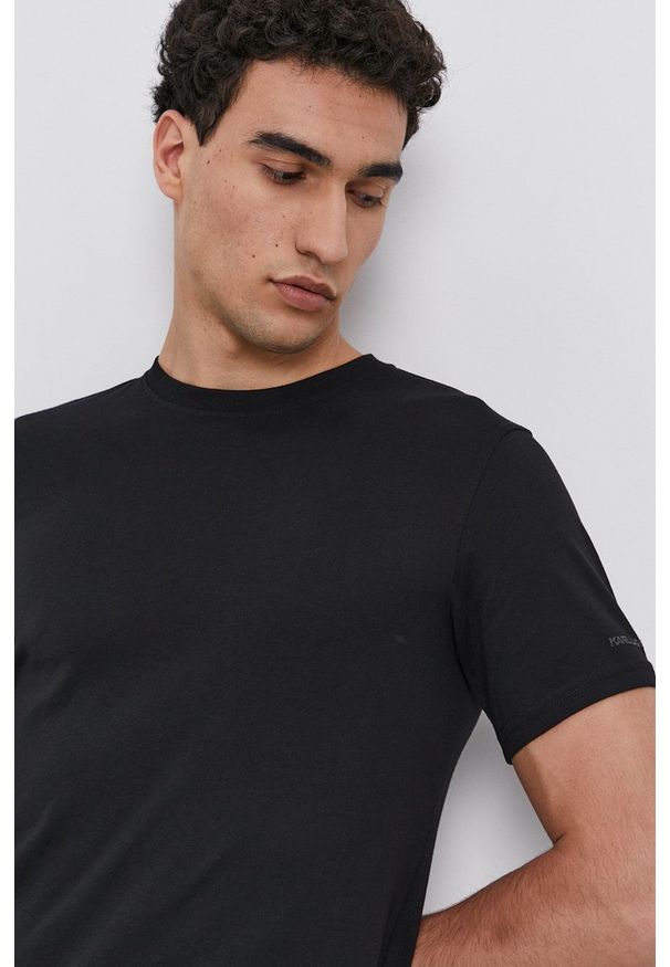 Karl Lagerfeld - T-shirt bawełniany (2-pack). Okazja: na co dzień. Kolor: czarny. Materiał: bawełna. Wzór: gładki. Styl: casual