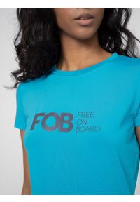 4f - Koszulka szybkoschnąca z filtrem UV damska. Kolor: turkusowy. Materiał: materiał, dzianina. Styl: sportowy