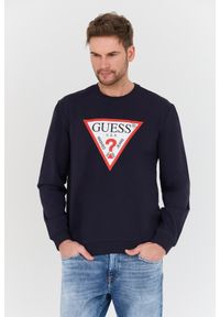 Guess - GUESS Granatowa męska bluza Audley, Rozmiar L. Kolor: niebieski