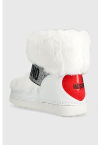 Love Moschino śniegowce SKIBOOT20 kolor biały JA24202G0HJW0100. Nosek buta: okrągły. Kolor: biały. Materiał: guma. Szerokość cholewki: normalna. Obcas: na platformie #2