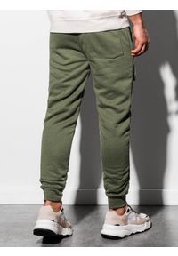 Ombre Clothing - Spodnie męskie dresowe joggery P904 - khaki - L. Kolor: brązowy. Materiał: dresówka #4