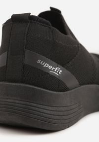 Born2be - Czarne Wsuwane Buty Sportowe Sneakersy z Siateczkową Cholewką Luthro. Okazja: na co dzień. Zapięcie: bez zapięcia. Kolor: czarny. Materiał: jeans. Szerokość cholewki: normalna #3