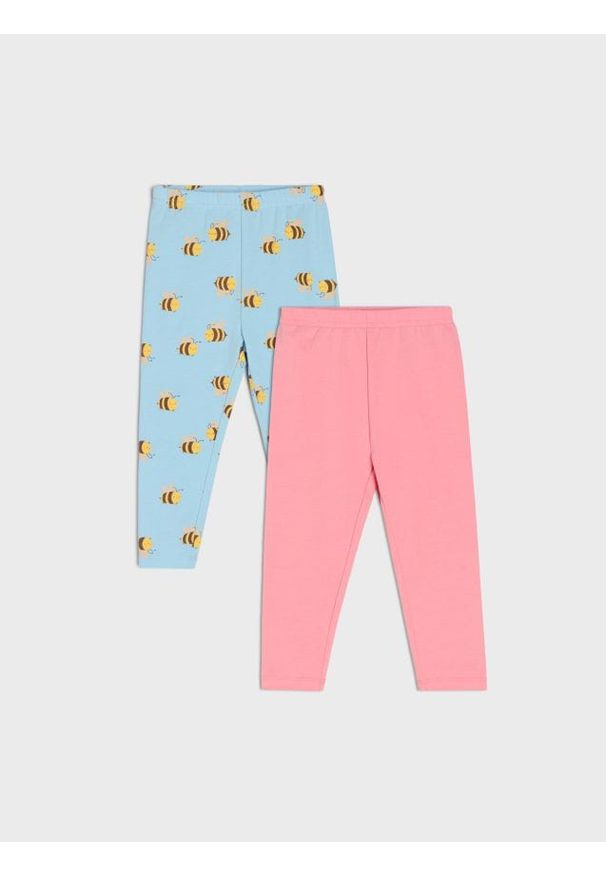 Sinsay - Bawełniane legginsy 2 pack - niebieski. Kolor: niebieski. Materiał: bawełna