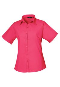 PREMIER - Bluzka Damska Z Krótkim Rękawem Z Popeliny. Kolor: różowy. Długość rękawa: krótki rękaw. Długość: krótkie #1