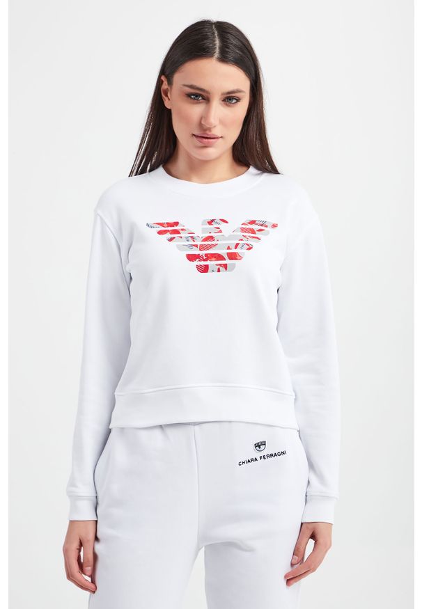 Emporio Armani - BLUZA EMPORIO ARMANI. Materiał: bawełna. Długość rękawa: długi rękaw. Długość: długie. Wzór: nadruk