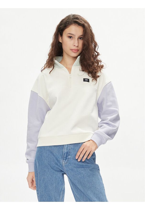 Vans Bluza Colorblock Half Zip Mock VN000H2A Écru Regular Fit. Materiał: syntetyk