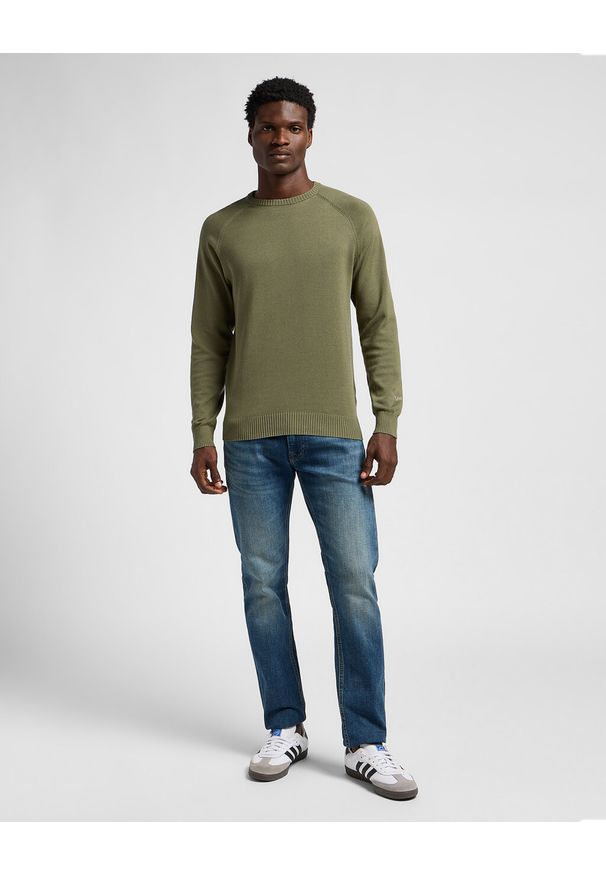 Lee - LEE MĘSKI SWETER CLEAN RAGLAN SWEATER MERCANTILE GREEN 112355673 LD46008526. Długość rękawa: raglanowy rękaw
