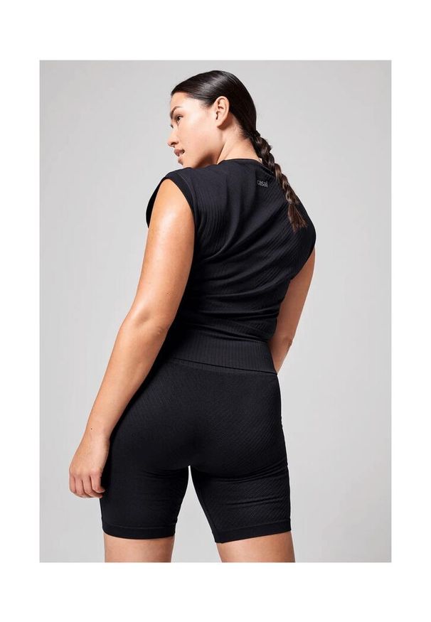 CASALL - Koszulka Casall Seamless Graphical Rib Oddychająca Bezszwowa Elastyczna. Kolor: czarny. Sport: joga i pilates