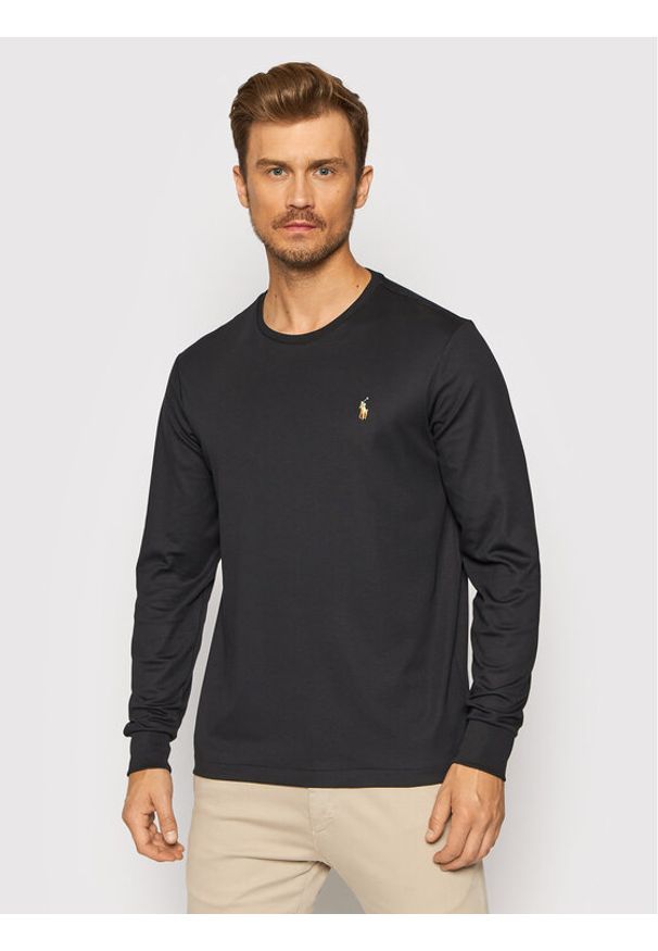 Polo Ralph Lauren Longsleeve 710760121 Czarny Slim Fit. Typ kołnierza: polo. Kolor: czarny. Materiał: bawełna. Długość rękawa: długi rękaw