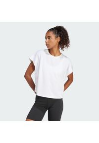 Adidas - Koszulka Studio. Kolor: biały, wielokolorowy, szary. Materiał: materiał. Sport: joga i pilates