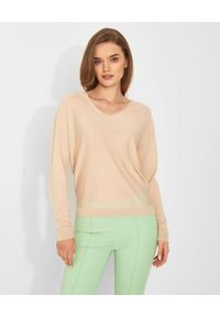 HEMISPHERE - Beżowy sweter z wełny merino. Kolor: beżowy. Materiał: wełna. Styl: klasyczny
