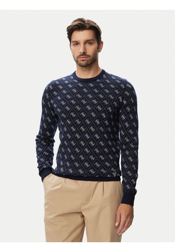 Guess Sweter M6YR11 Z0916 Granatowy Regular Fit. Kolor: niebieski. Materiał: syntetyk